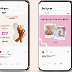 Nail Salon Instagram Post Templates, editable Canva customizable Beautician Beauty Salon Nail Technician