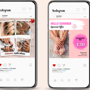 Nail Salon Instagram Post Templates, editable Canva customizable Beautician Beauty Salon Nail Technician