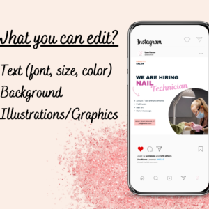 Nail Salon Instagram Post Templates, editable Canva customizable Beautician Beauty Salon Nail Technician