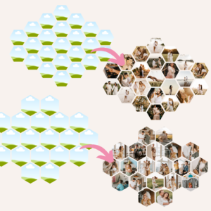 Hexagon and Honeycomb Photo Frames customizable with Canva, Photo Collage Honeycomb and Hexagon Canva Frames