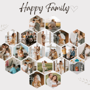 Hexagon and Honeycomb Photo Frames customizable with Canva, Photo Collage Honeycomb and Hexagon Canva Frames