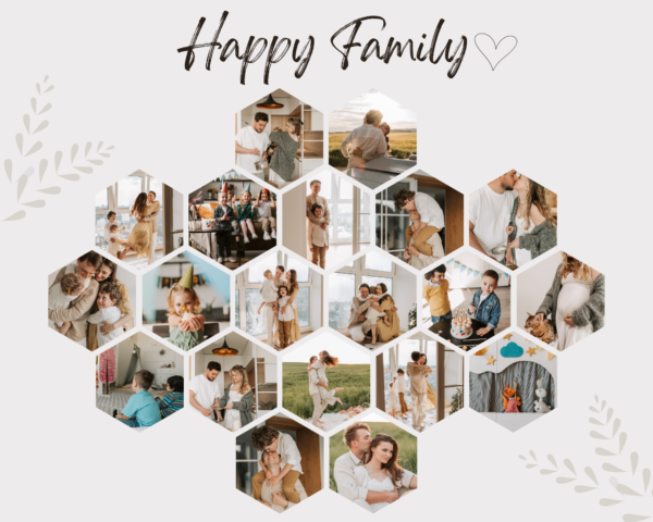 Hexagon and Honeycomb Photo Frames customizable with Canva, Photo Collage Honeycomb and Hexagon Canva Frames