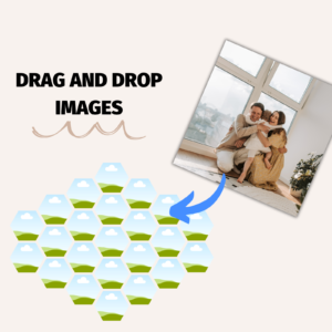 Drag and Drop Hexagon and Honeycomb Photo Frames customizable with Canva, Photo Collage Honeycomb and Hexagon Canva Frames