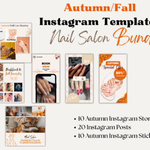 fall autumn canva nail salon template nail tech nail instagram post instagram story fall autumn nail art template Manicure templates graphics nail salons Beauty templates Nail salon branding Nail salon templates Nail salon instagram template nail art editable instagram fall autumn instagram stickers