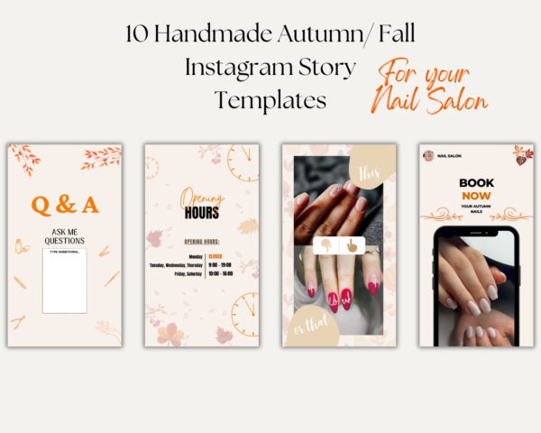 fall autumn canva nail salon template nail tech nail instagram post instagram story fall autumn nail art template Manicure templates graphics nail salons Beauty templates Nail salon branding Nail salon templates Nail salon instagram template nail art editable instagram fall autumn instagram stickers