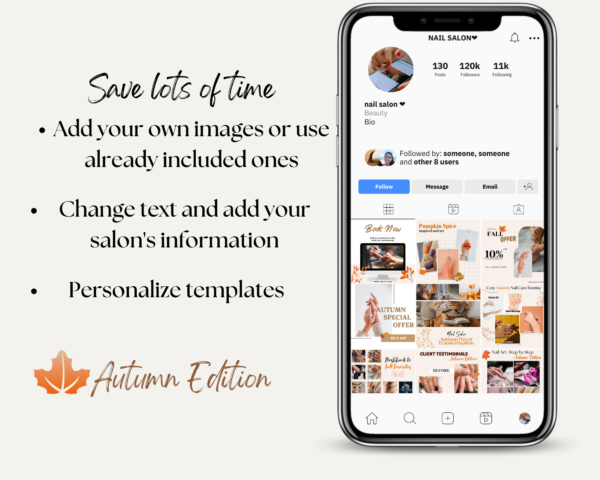 fall autumn canva nail salon template nail tech nail instagram post instagram story fall autumn nail art template Manicure templates graphics nail salons Beauty templates Nail salon branding Nail salon templates Nail salon instagram template nail art editable instagram fall autumn instagram stickers