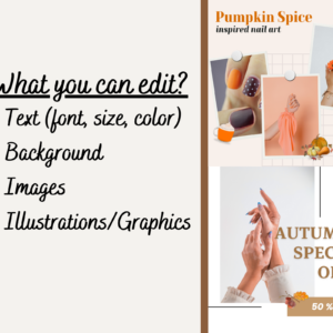 How to edit fall autumn canva nail salon template nail tech nail instagram post instagram story fall autumn nail art template Manicure templates graphics nail salons Beauty templates Nail salon branding Nail salon templates Nail salon instagram template nail art editable instagram fall autumn instagram stickers