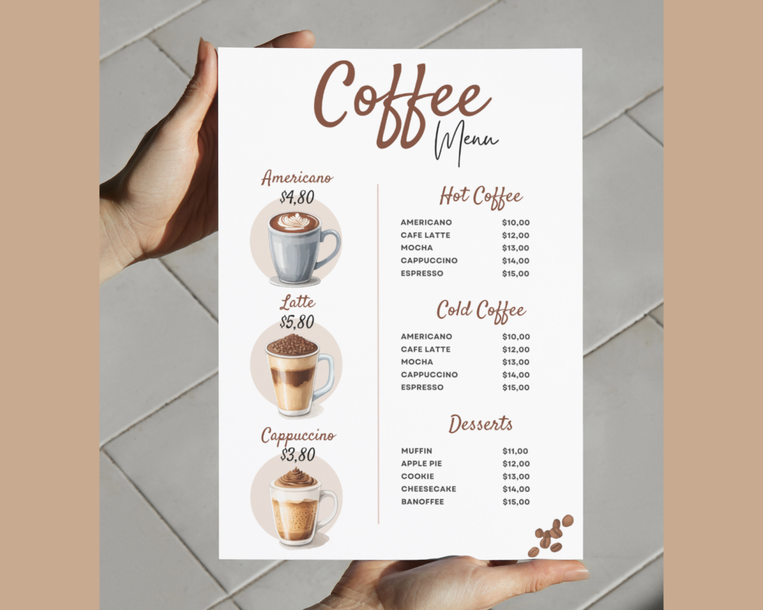 Coffee Menu Template Coffee Shop Menu Template Cafe Menu Price List