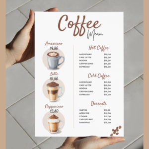 Coffee Shop Menu, Coffee Menu Template, Cafe Menu, Cafe Bar Menu, Cafe Design, Coffee Shop Branding Deisgn, Coffee Shop Design, Canva Customizable, Coffee Canva template