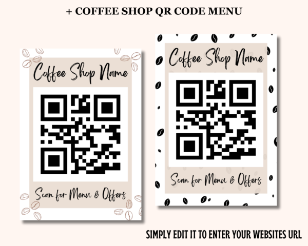qr code menu Coffee Shop Menu, Coffee Menu Template, Cafe Menu, Cafe Bar Menu, Cafe Design, Coffee Shop Branding Deisgn, Coffee Shop Design, Canva Customizable, Coffee Canva template