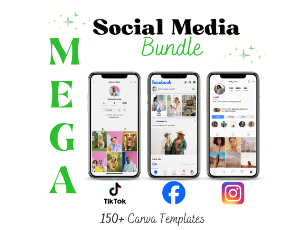 Bundle Social MEDIA Mockups Mock up Template Canva Instagram Tiktok Facebook Mockups Templates Canva fully editable