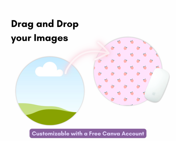 Mouse Pad Mockups Canva Template, Desktop Mat Canva Frame, Mousepad Sublimation, Custom Desk Mat, Customized Blank Mouse Pad, Large, Round - Image 3