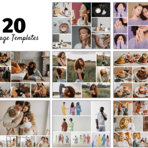 Picture Collage Templates Canva, 20 Editable Image Collage Frames Photo Collage, Grid, Instant Download drag & drop, 10x8 and 8x10 - Image 7