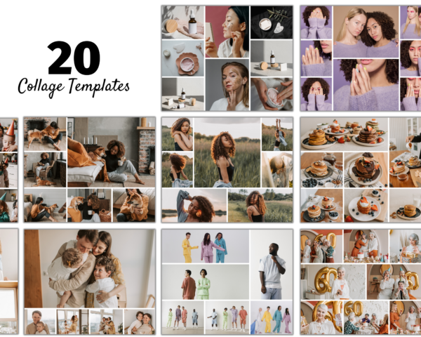 Picture Collage Templates Canva, 20 Editable Image Collage Frames Photo Collage, Grid, Instant Download drag & drop, 10x8 and 8x10 - Image 7