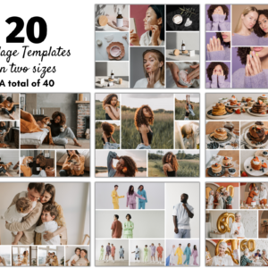 Picture Collage Templates Canva, 20 Editable Image Collage Frames Photo Collage, Grid, Instant Download drag & drop, 10x8 and 8x10 - Image 2