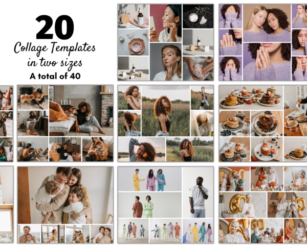 Picture Collage Templates Canva, 20 Editable Image Collage Frames Photo Collage, Grid, Instant Download drag & drop, 10x8 and 8x10 - Image 2