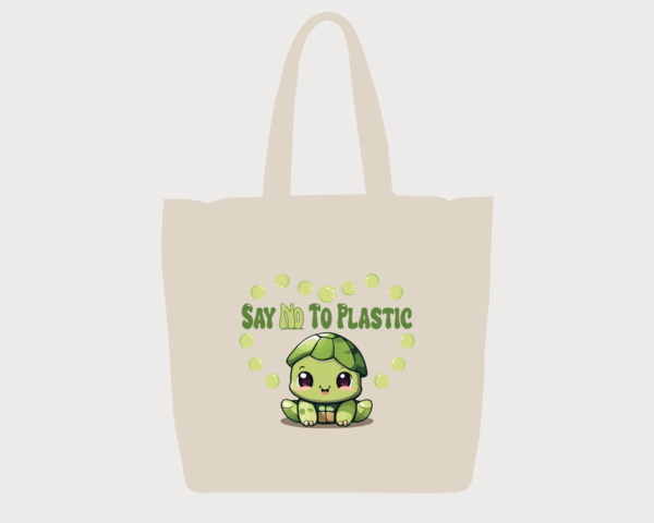 Tote Bag Say NO To Plastic say goodbye to single-use plastics and embrace sustainable living with our "Say NO To Plastic" Tote Bag. Carry your belongings in style while advocating for a cleaner, more eco-conscious world! PlasticFree World, Cute Turtle, Cute Animal, Ecology, Earth, Sustainable Tote Bags