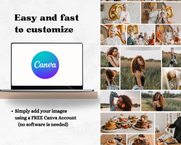 Picture Collage Templates Canva, 20 Editable Image Collage Frames Photo Collage, Grid, Instant Download drag & drop, 10x8 and 8x10 - Image 8