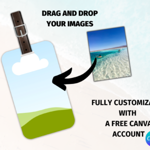 Luggage Tags Mockup Canva,Sublimation Luggage Tags Personalized, Leather Strap, Canva Custom, Baggage, Blank Tag, Bag Tag Baggage Label Template