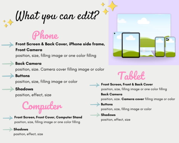 Device Mockups Canva Template Editable Blank Devices Templates iPhone iPad iMac Smartphone Tablet Computer Mockups Canva
