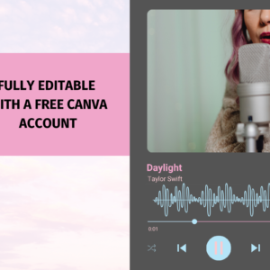 Music Player Canva Template, Song Player, Audio Player Music Player Template, Audio Design, Canva Mockup, Sound Waves Art, Album Cover Design, Media Player Mockup, Audio Visual Art, Creative Design, Podcast Artwork, Music Merch Design, T-Shirt Design Inspo, Digital Art Template