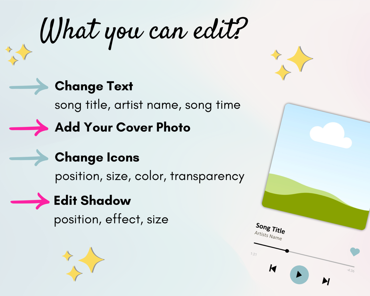 Music Player Canva Template, Song Player, Audio Player GraphiCarola