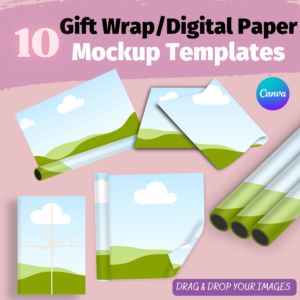 Wrapping Paper Mockup, Gift wrap mockup, Gift Mockup, Gifting, Canva Template, Gift Wrapping Mockup, Paper Mockup, Gift Paper, Gift Wrap, Fabric Mockup, Digital Paper Mockup, Gift Box Paper Pattern Mockup Canva Template