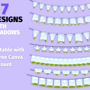 Bunting Canva, Garland Canva Frame Template, Bunting Sublimation, Drag & Drop, Bunting Clipart, Bunting Flags, Bunting Banner, Editable