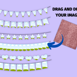 Bunting Canva, Garland Canva Frame Template, Bunting Sublimation, Drag & Drop, Bunting Clipart, Bunting Flags, Bunting Banner, Editable