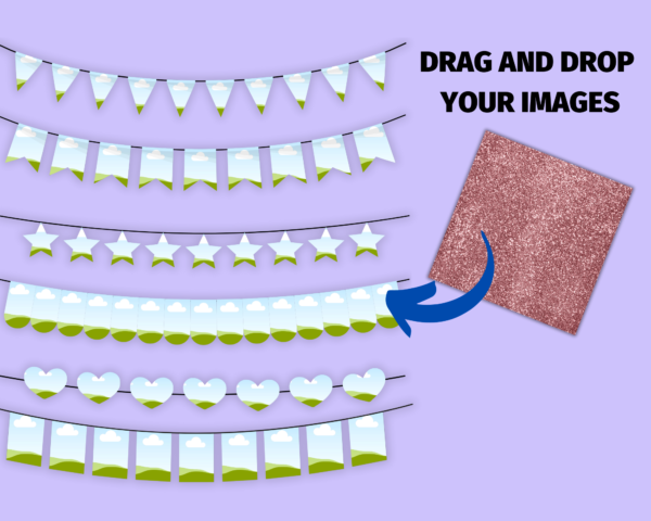 Bunting Canva, Garland Canva Frame Template, Bunting Sublimation, Drag & Drop, Bunting Clipart, Bunting Flags, Bunting Banner, Editable