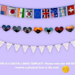 Bunting Canva, Garland Canva Frame Template, Bunting Sublimation, Drag & Drop, Bunting Clipart, Bunting Flags, Bunting Banner, Editable
