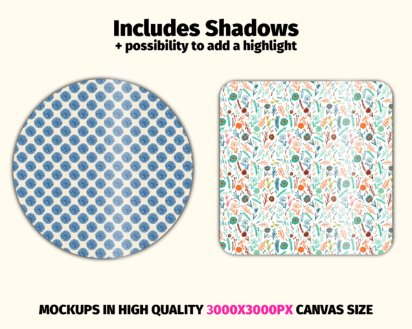 Coaster Mockup Canva Template, Custom Coaster Mockup, Round Coaster, Square Coaster, Sublimation Coaster Template, Digital, Editable, DIY