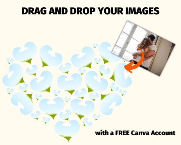 Set of Heart Canva Frames, Photo Collage Heart Frames, Photography Heart Shaped Picture Collage, Heart Collage Canva Picture, Love Romantic Collage