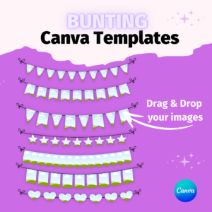Bunting Canva, Garland Canva Frame Template, Bunting Sublimation, Drag & Drop, Bunting Clipart, Bunting Flags, Bunting Banner, Editable
