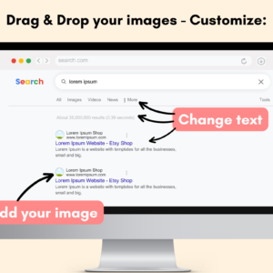 Google Search Mockups, Search Engine Mockup, Canva Template, Browser Digital Mockup, Editable Search Results, Search Bar Search Page Mock up
