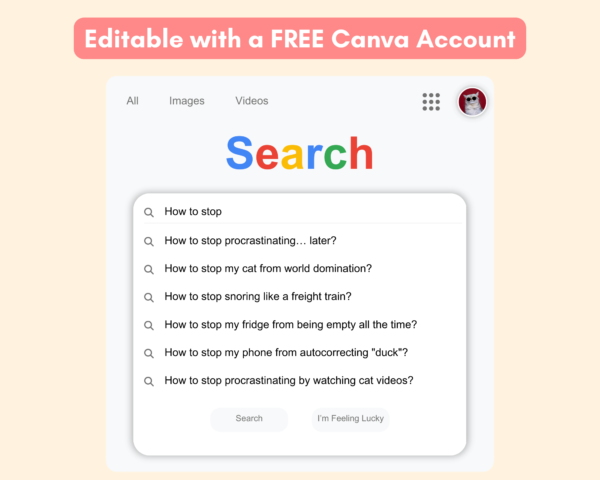 Google Search Mockups, Search Engine Mockup, Canva Template, Browser Digital Mockup, Editable Search Results, Search Bar Search Page Mock up