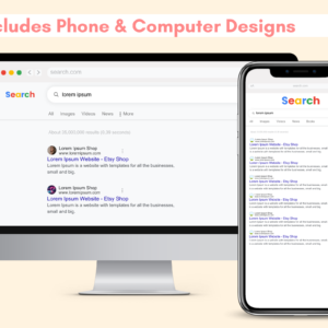 Google Search Mockups, Search Engine Mockup, Canva Template, Browser Digital Mockup, Editable Search Results, Search Bar Search Page Mock up