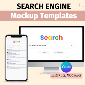 Google Search Mockups, Search Engine Mockup, Canva Template, Browser Digital Mockup, Editable Search Results, Search Bar Search Page Mock up