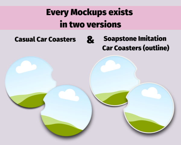 Car Coasters Mockups, Canva Template, Soapstone Coasters, Car Cup Coaster, Digital Mockup, Sublimation Mockup, Product Mockup, Coaster Frame - Image 2