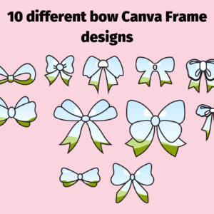 Bow Frame, Ribbon Canva Frame, Template, Png Custom Bow, Coquette, Hair Bow, Illustration Bundle, Editable