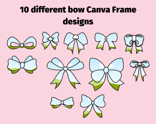 Bow Frame, Ribbon Canva Frame, Template, Png Custom Bow, Coquette, Hair Bow, Illustration Bundle, Editable