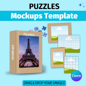 Puzzles Canva Mockup, Jigsaw puzzles Mockup, Puzzle Box, Puzzle Picture, Canva Frame Template, Sublimation Mockup, Custom Puzzle Mockup, Digital