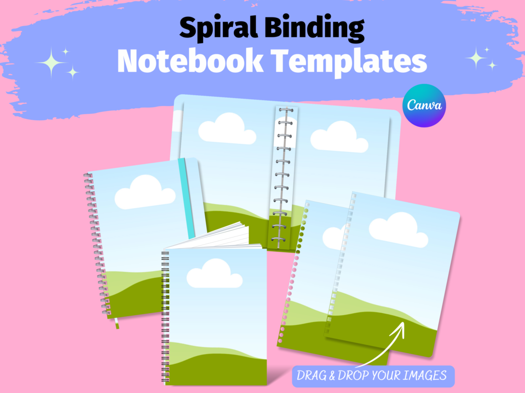 Spiral Notebook Mockup, Spiral Book, Canva Template, Diary Mockup ...