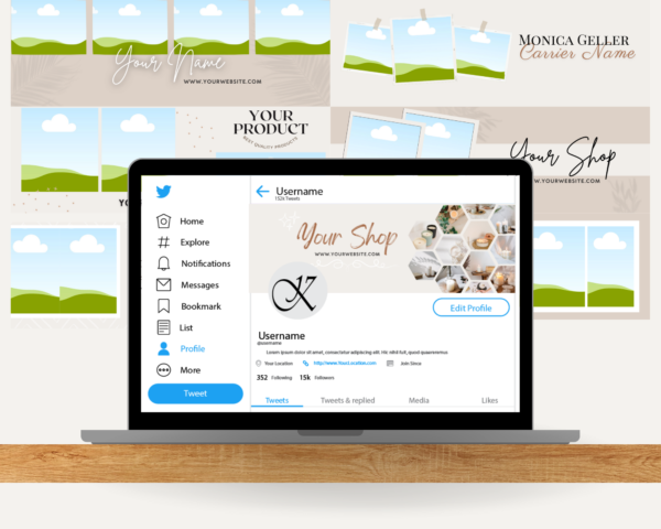 Twitter Banners | 10 Twitter Banner Mockup Template | Twitter Cover Picture | Customizable w/ Canva Twitter Banner Profile Pic | X Banners - Image 4
