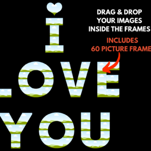 I Love You Canva Frames Template, Romantic Gift, Drag&Drop Your Images, Love, Instant Download Gift Boyfriend Girlfriend Canva Photo Frame