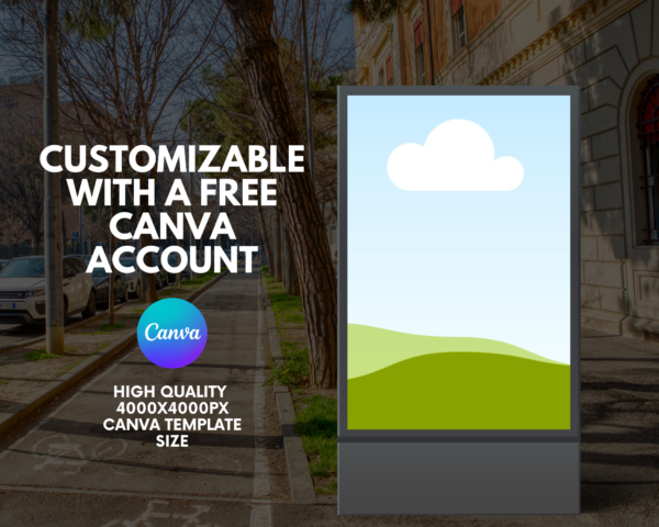 Billboard Mockup Canva Template, Advertising Mockup, Branding Mockup, Digital Billboard, Outdoor Poster Outdoor Billboard Urban Sign Signage