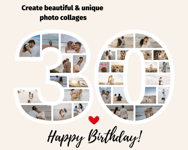 30th Birthday Photo Collage, Customizable Number 30 Collage, Editable Photo Collage Template, Milestone Birthday Collage, 30th Birthday Gift, Editable Birthday Template, Instant Download Photo Collage, Canva Template for 30th Birthday, Birthday Collage Printable, Custom Party Decor, Personalized Birthday Gift, 30th Birthday Party Ideas, Editable Collage for Celebration, 30th Anniversary Photo Collage, Photo Collage for Birthday