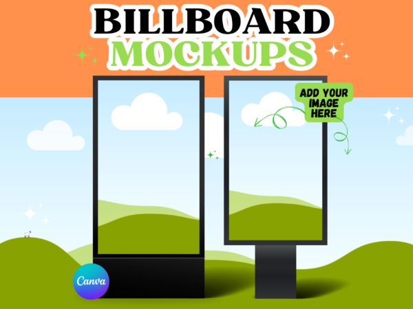 Billboard Mockup Canva Template, Advertising Mockup, Branding Mockup, Digital Billboard, Outdoor Poster Outdoor Billboard Urban Sign Signage