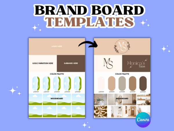 Brand Board Canva Template, Branding, Brand Guide, Brand Guidelines, Branding Board Design, Brand Identity, Branding Moodboard Template