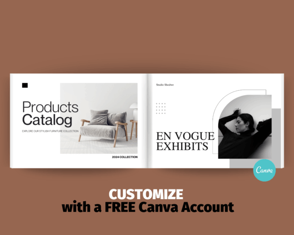 Landscape Brochure Magazine Mockup, Canva Template, A4 Landscape Mock up, Print Mockup, Brochure Display Design, Product Catalogue Mockup